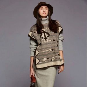 Ralph Lauren Sweater Alpaca Cashmere Hand Knit Poncho Southwest In MOTH BALLS